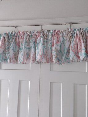 Set of 3 Nautical Valances of Multicolor Coral on a White Background